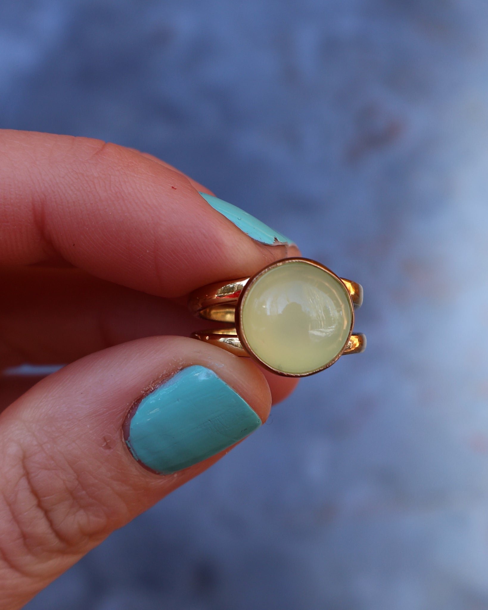 Winter Thaw Chalcedony Double Band Ring in Gold Alchemia Adjustable Size WT23