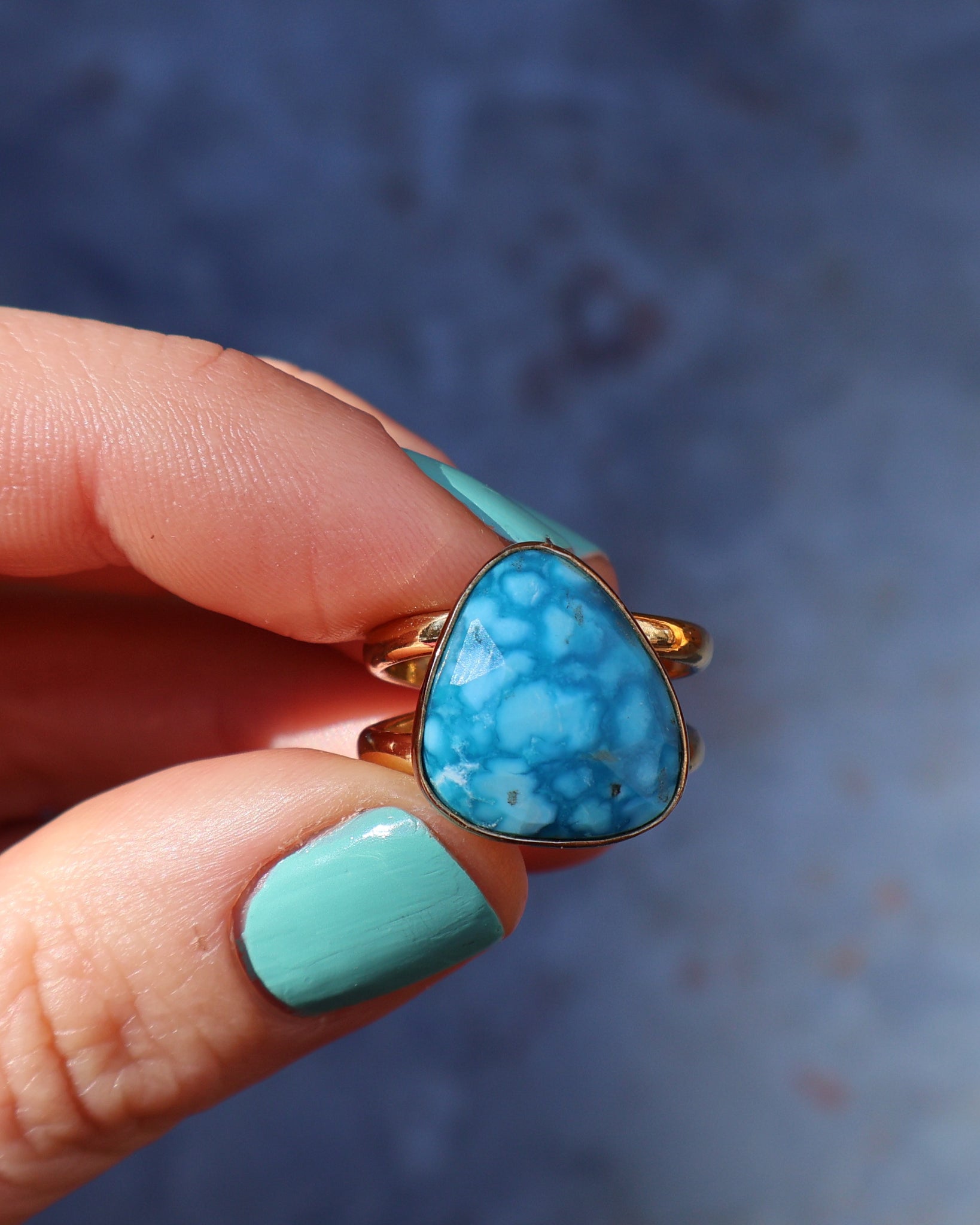 Turquoise Double Band Ring in Gold Alchemia Adjustable Size WT26