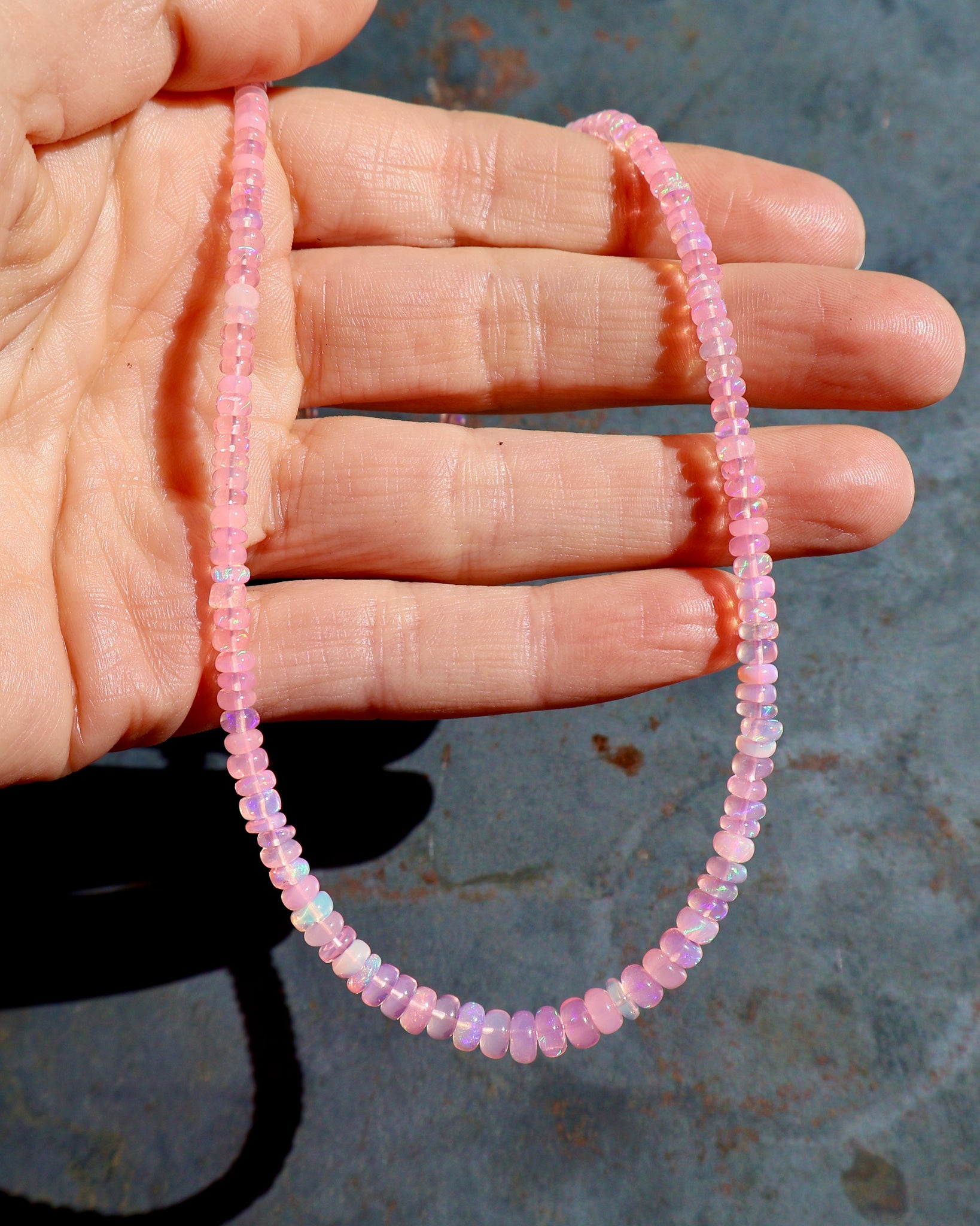 Pink Winter Thaw Opal Necklace wt37