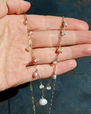 Winter Thaw  Opal & Pearl Chain Necklace WT52