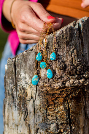 Dainty Turquoise Drop Necklace with Gold Fill Chain B4