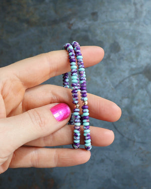 Winter Thaw  Purple Mojave Turquoise Gold Fill Bead Stretch Bracelet