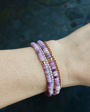 Purple Jasper & Gold Fill Bead Stretch Bracelet