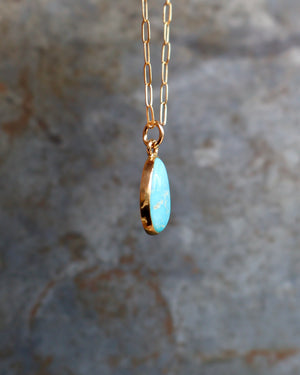Dainty Turquoise Drop Necklace with Gold Fill Chain B2
