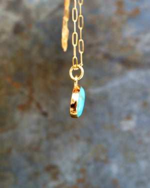 Dainty Turquoise Drop Necklace with Gold Fill Chain B3