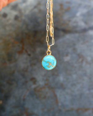 Dainty Turquoise Drop Necklace with Gold Fill Chain B3