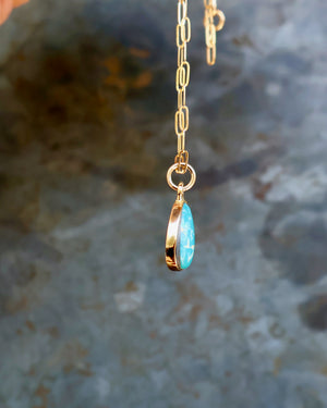 Dainty Turquoise Drop Necklace with Gold Fill Chain B4