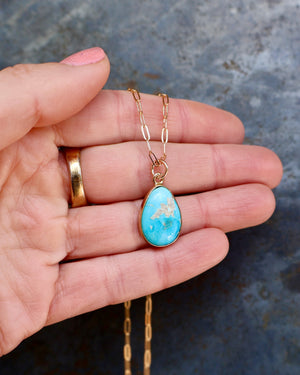 Dainty Turquoise Drop Necklace with Gold Fill Chain B5