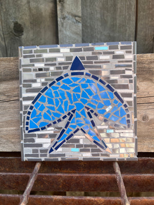 Grey & Blue Bird Mosaic Tile 6"