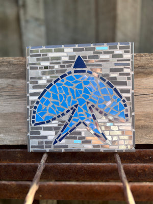 Grey & Blue Bird Mosaic Tile 6"