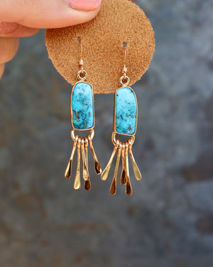 Turquoise & Gold Alchemia Fringe Earrings B25