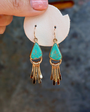 Turquoise & Gold Alchemia Fringe Earrings B26