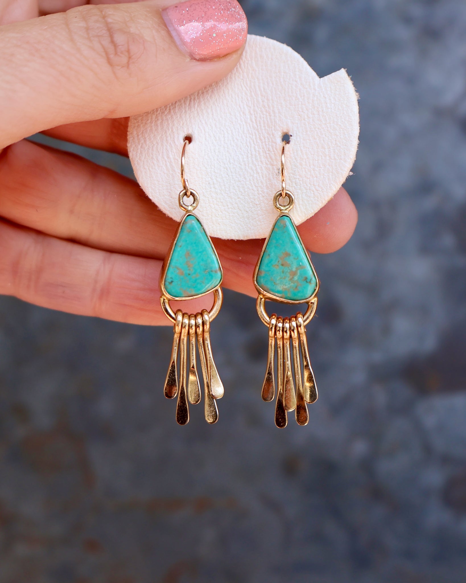 Turquoise & Gold Alchemia Fringe Earrings B26