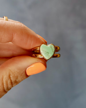 Heart Ring in Gold Alchemia & Varascite Double Band Adjustable Size H1