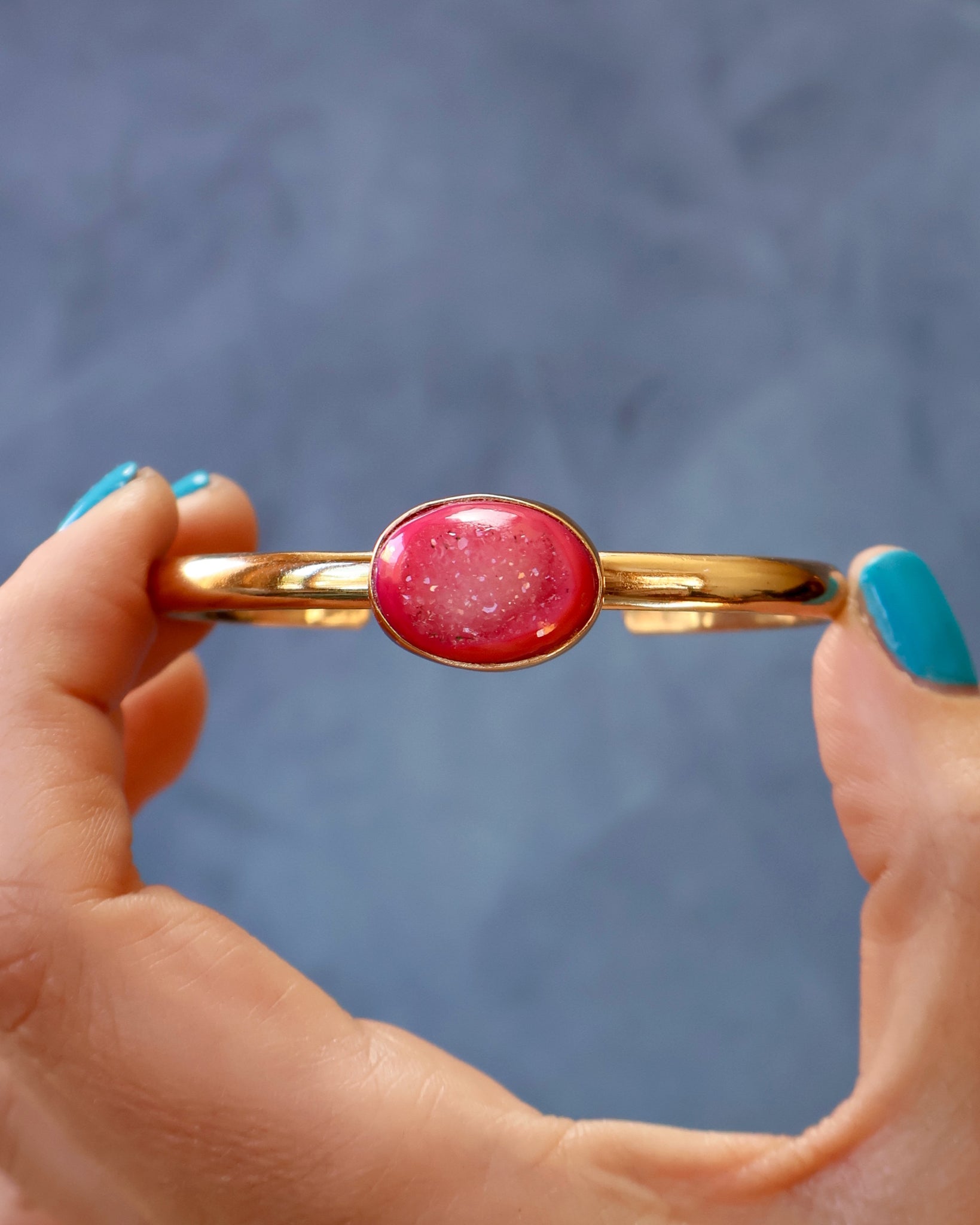 Hot Pink Druzy Cuff Bracelet F32