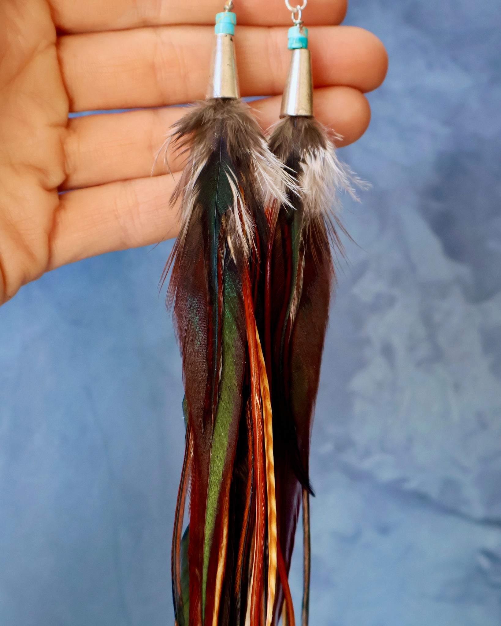 Long Brown Feather Earrings F39