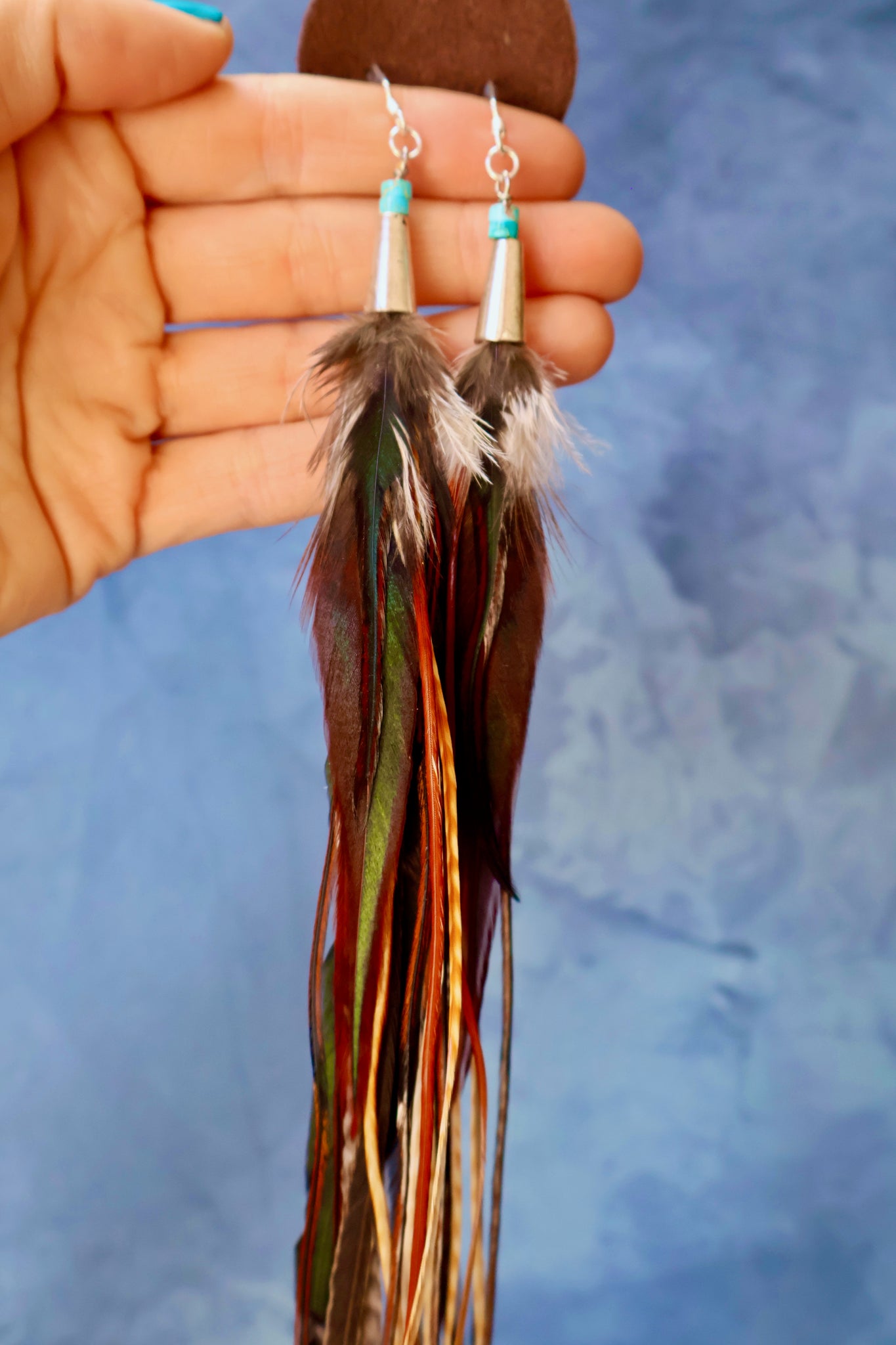 Long Brown Feather Earrings F39