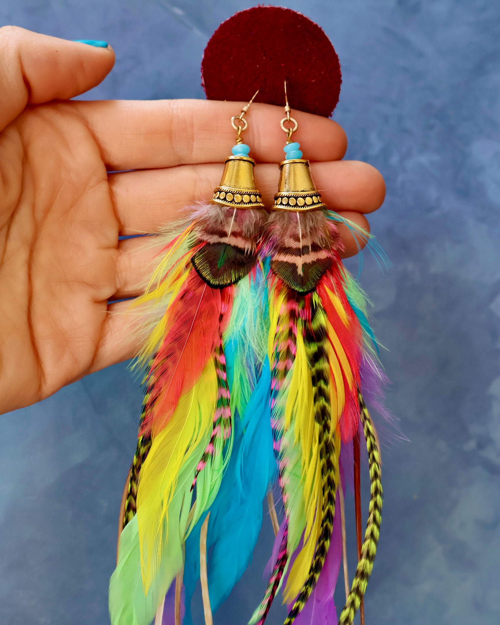 Neon Feather Earrings F42