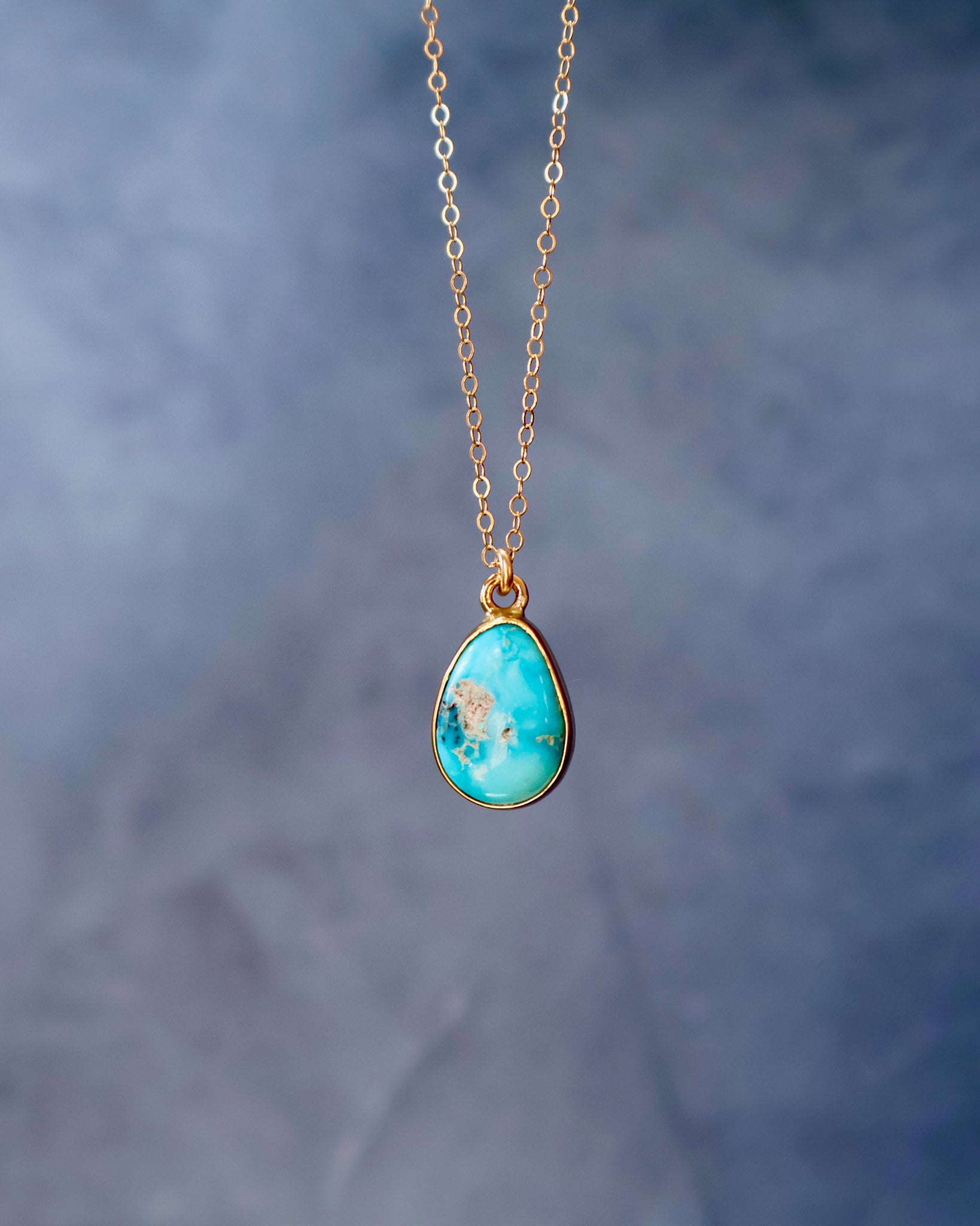 Dainty Turquoise Necklace on Gold Fill Chain F48