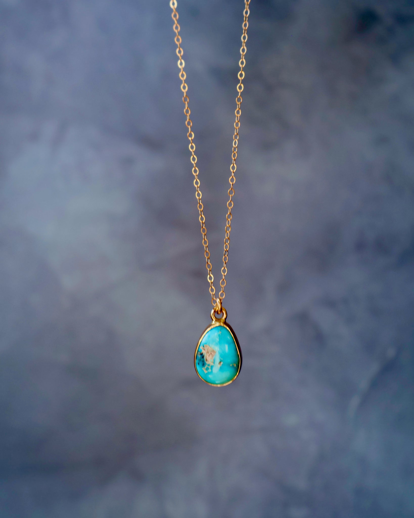 Dainty Turquoise Necklace on Gold Fill Chain F48