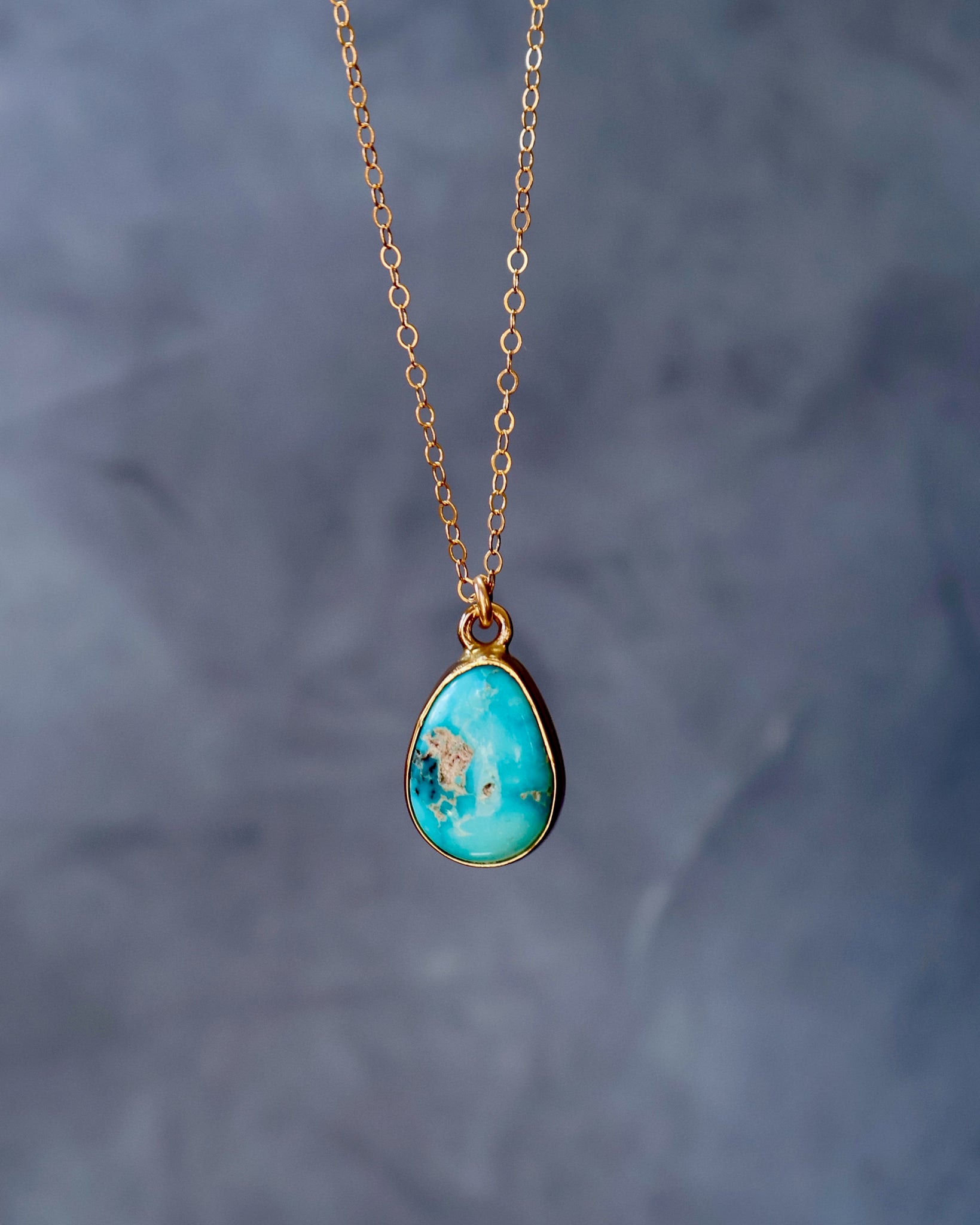 Dainty Turquoise Necklace on Gold Fill Chain F48