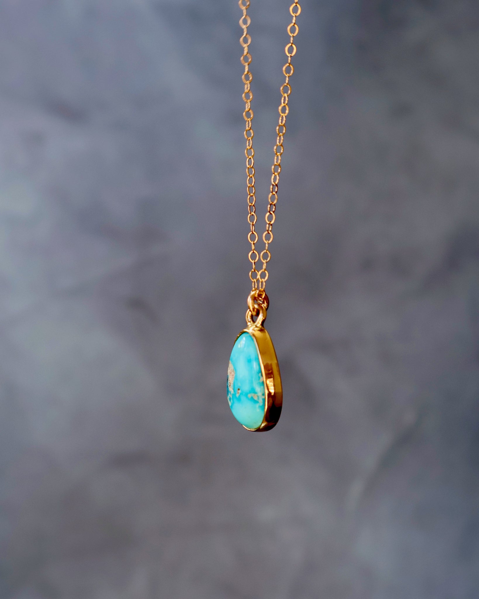 Dainty Turquoise Necklace on Gold Fill Chain F48