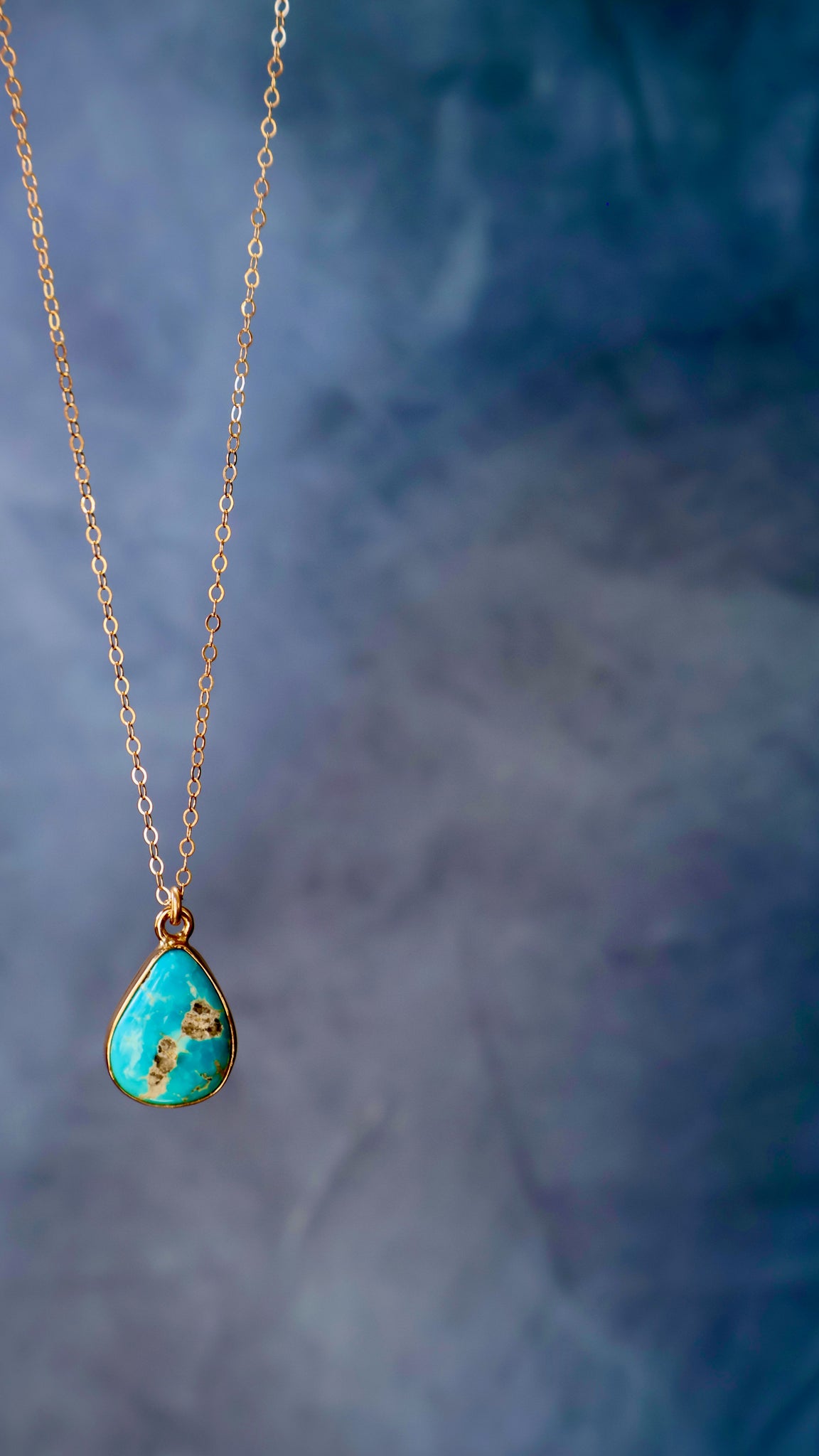 Dainty Turquoise Necklace on Gold Fill Chain F49