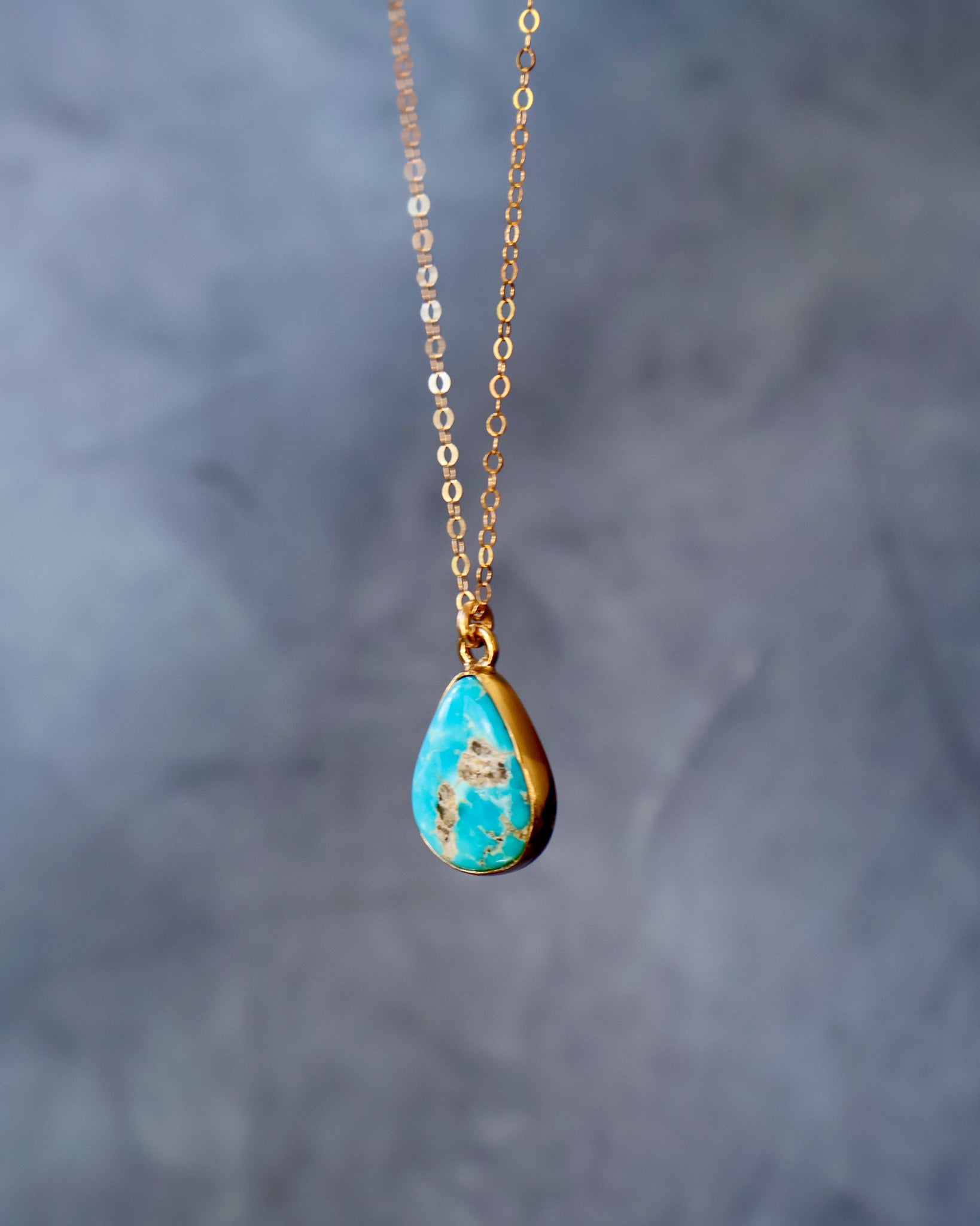 Dainty Turquoise Necklace on Gold Fill Chain F49