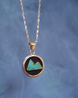 Campitos Turquoise Mountain Shadow Box Pendant on Sterling Silver Chain F59