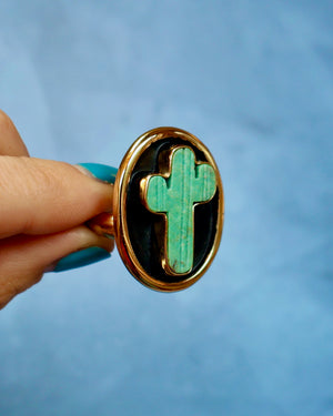 Campitos Turquoise Cactus Shadowbox Ring in Gold Alchemia F67