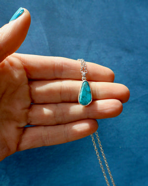 Dainty Turquoise Necklace on Sterling Silver Chain F73