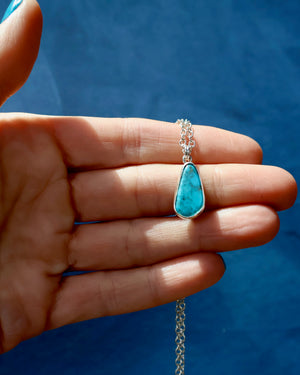 Dainty Turquoise Necklace on Sterling Silver Chain F73