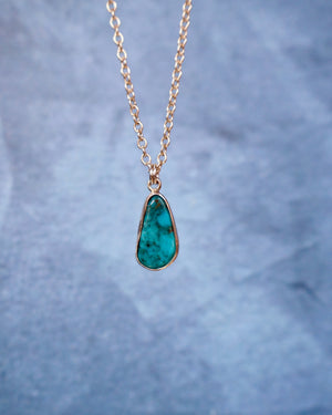 Dainty Turquoise Necklace on Sterling Silver Chain F73