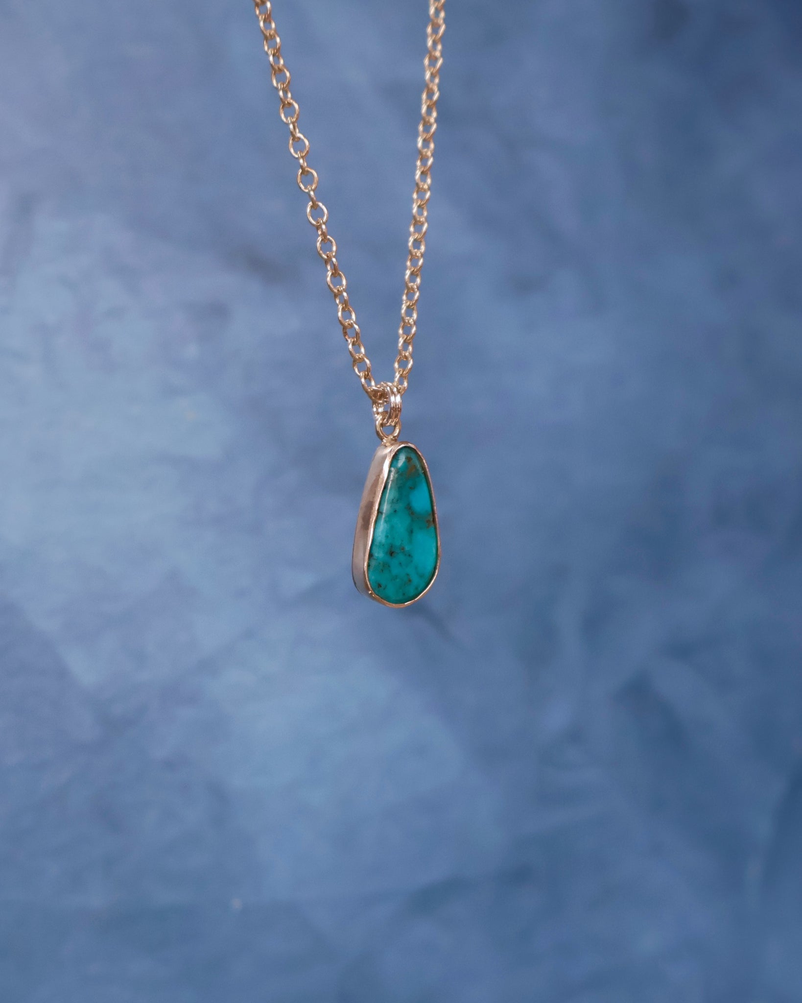 Dainty Turquoise Necklace on Sterling Silver Chain F73