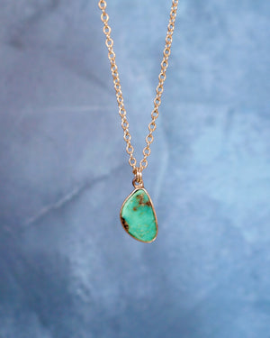 Dainty Turquoise Necklace on Sterling Silver Chain F72