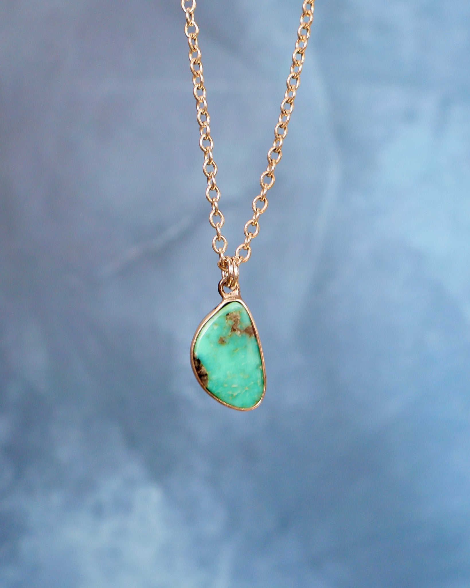 Dainty Turquoise Necklace on Sterling Silver Chain F72