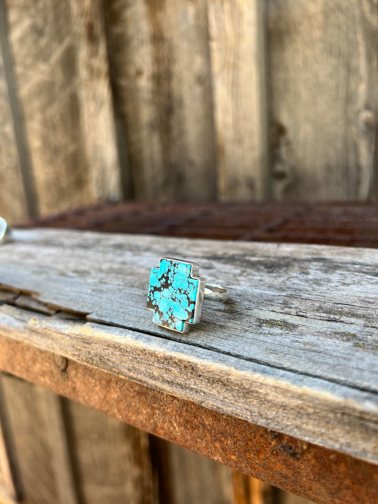 Turquoise alpine cross ring in Sterling Silver D19