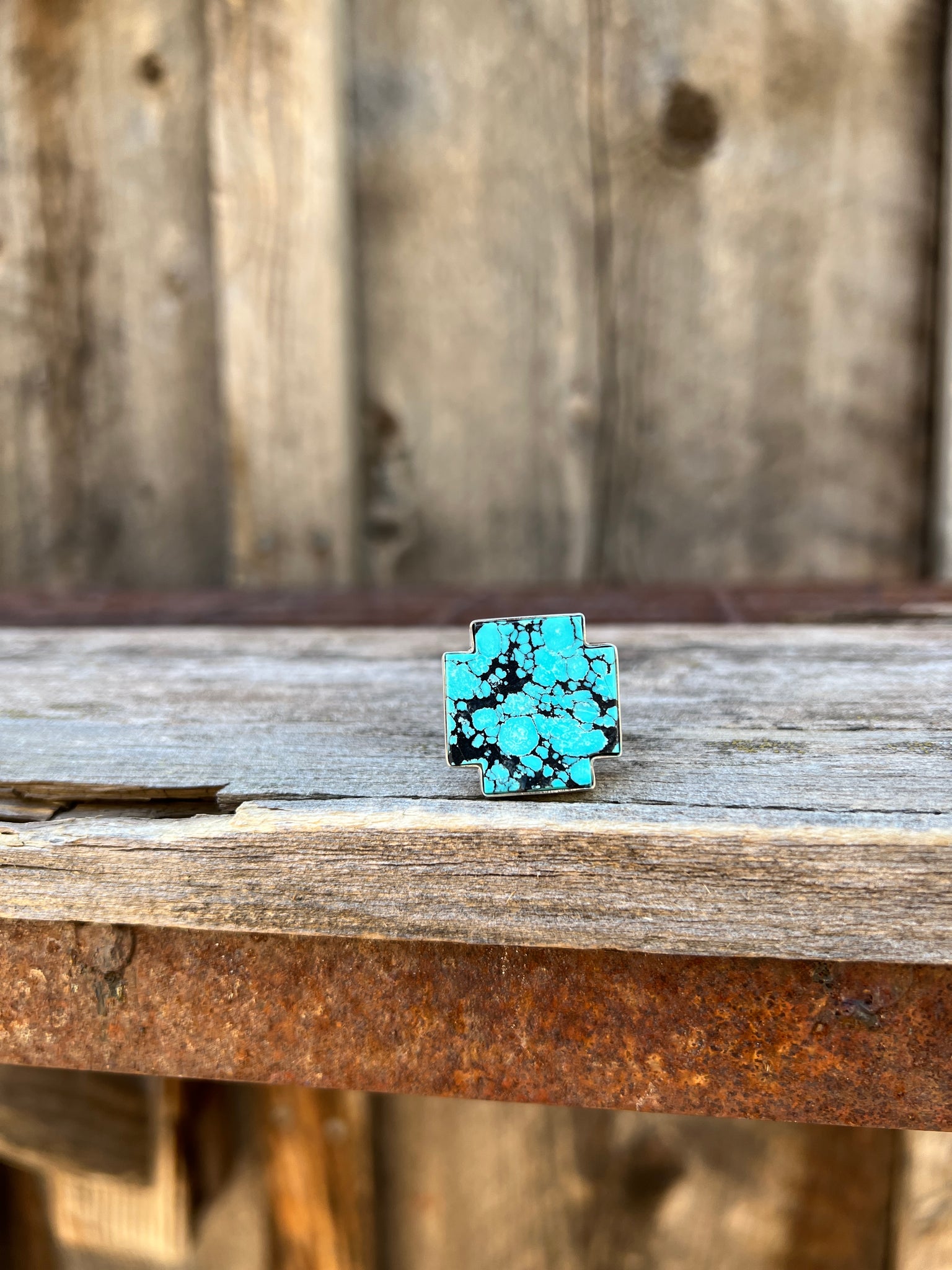 Turquoise alpine cross ring in Sterling Silver D19