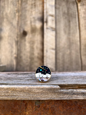 Shooting Star Mother of Pearl & Abalone Inlay Design Ring in Gold Alchemia Adjustable T4