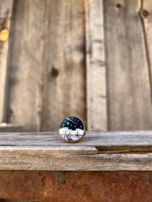 Shooting Star Mother of Pearl & Abalone Inlay Design Ring in Gold Alchemia Adjustable T4