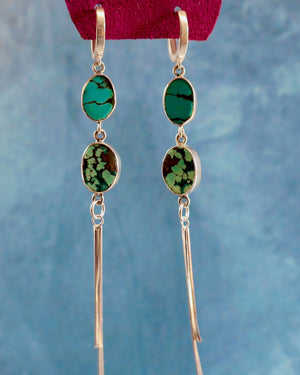 Turquoise Sparkling Snake Chain Earrings in Sterling Silver H21