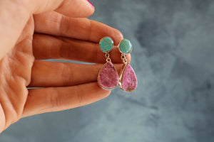 Cobalto Calcite & Turquoise Post Earring Sterling Silver H34