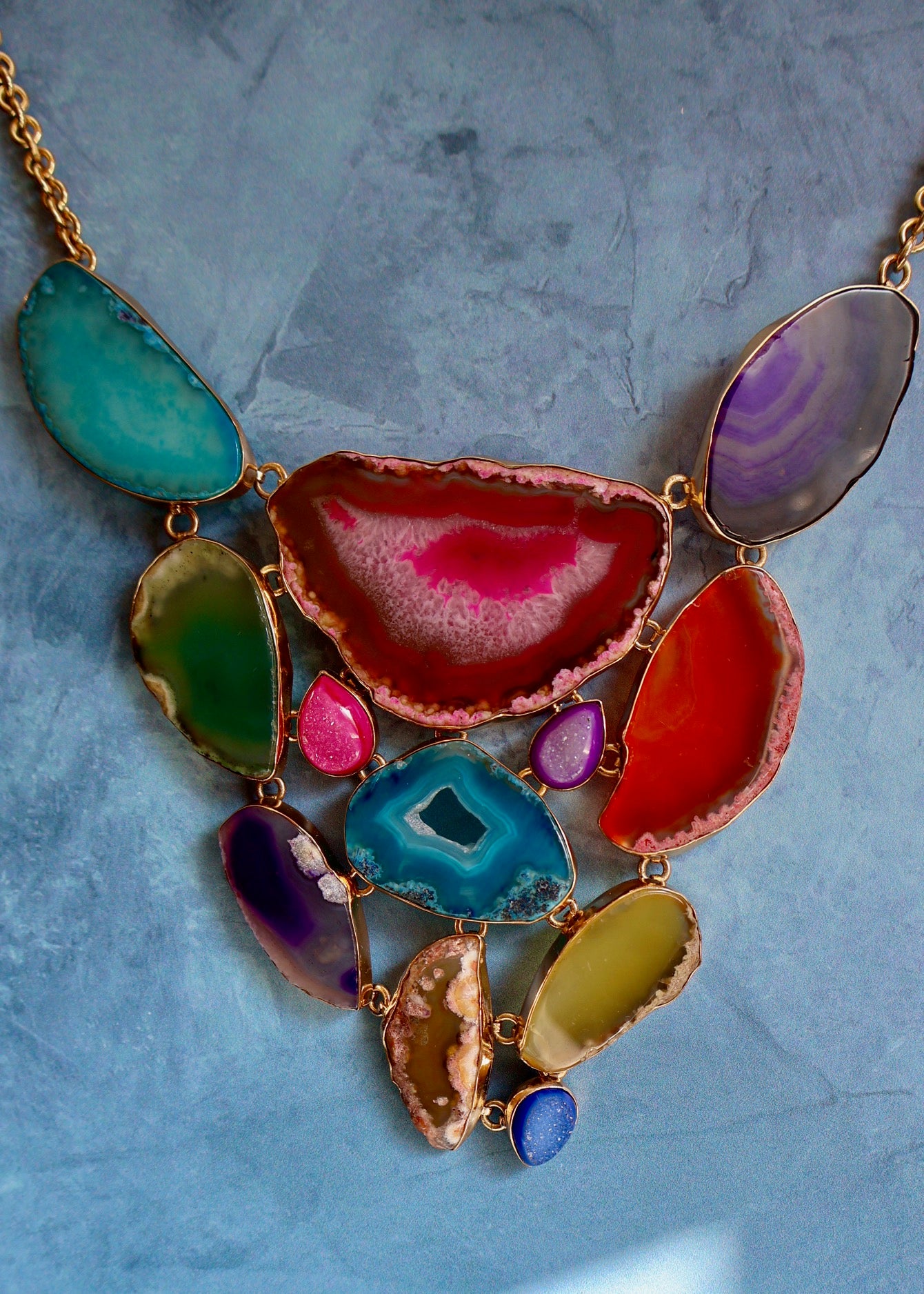 Rainbow Agate Runway Necklace