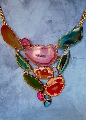 Rainbow Agate Runway Necklace