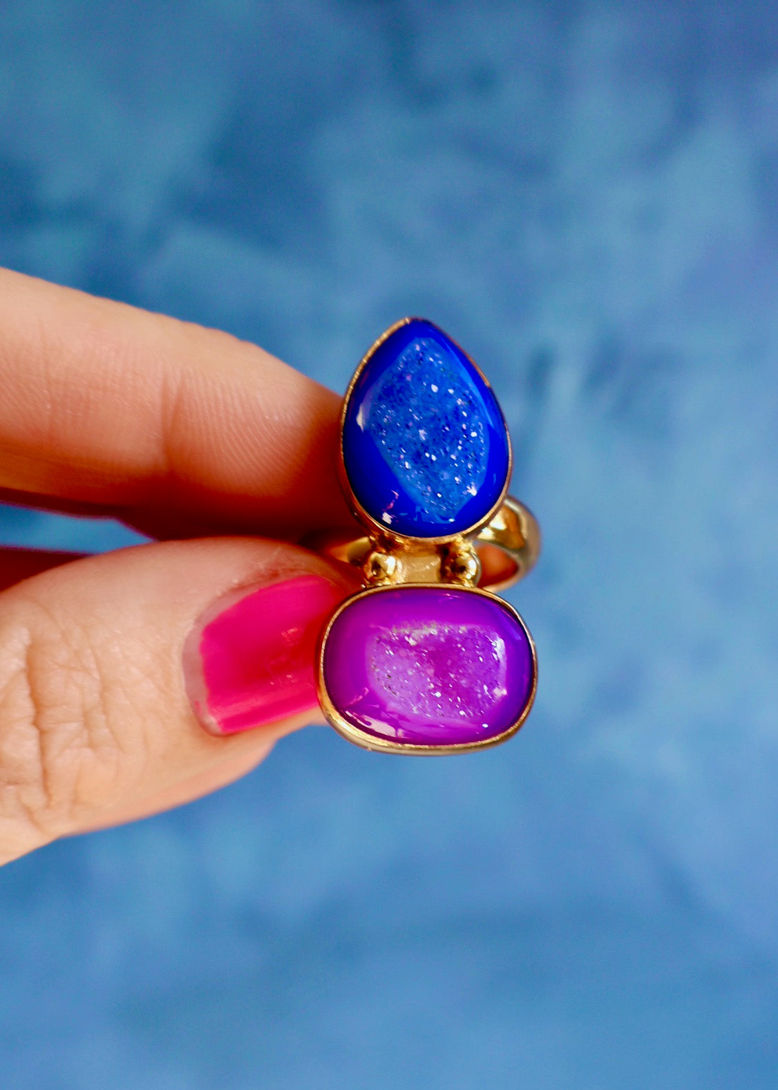 Double Stone Druzy Rings