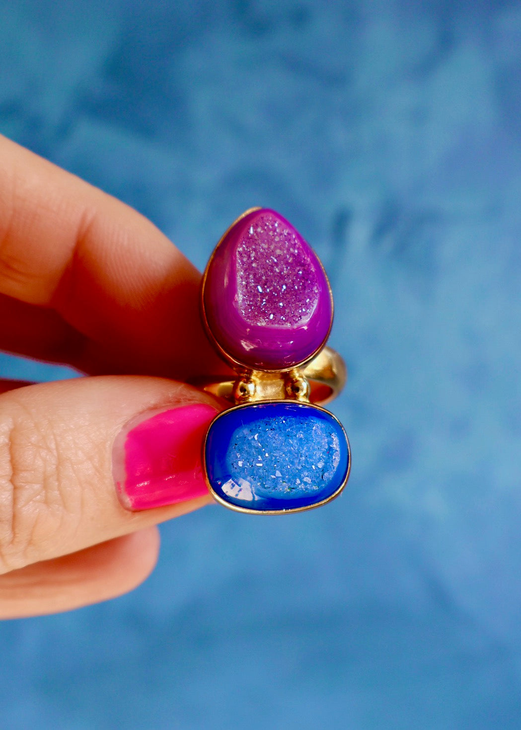 Double Stone Druzy Rings