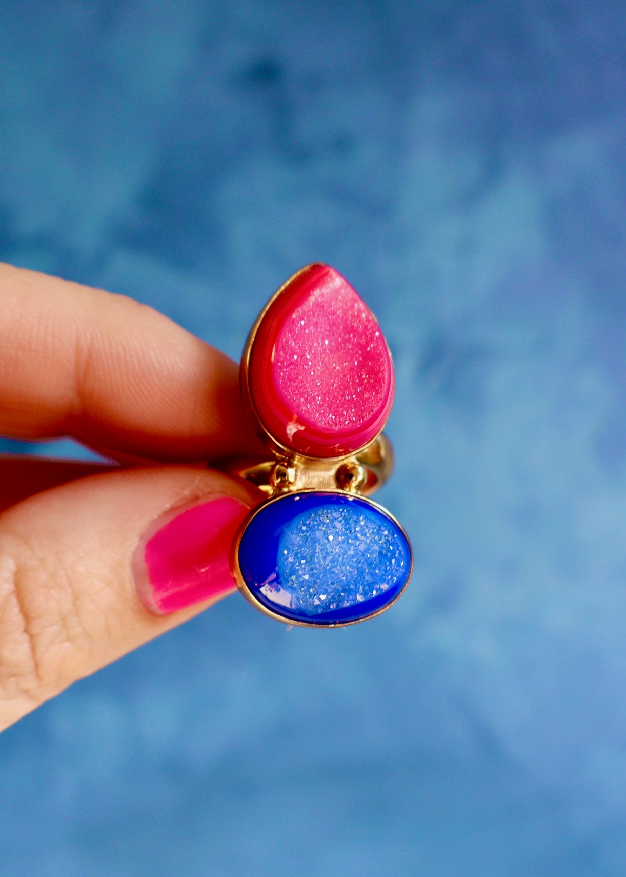 Double Stone Druzy Rings