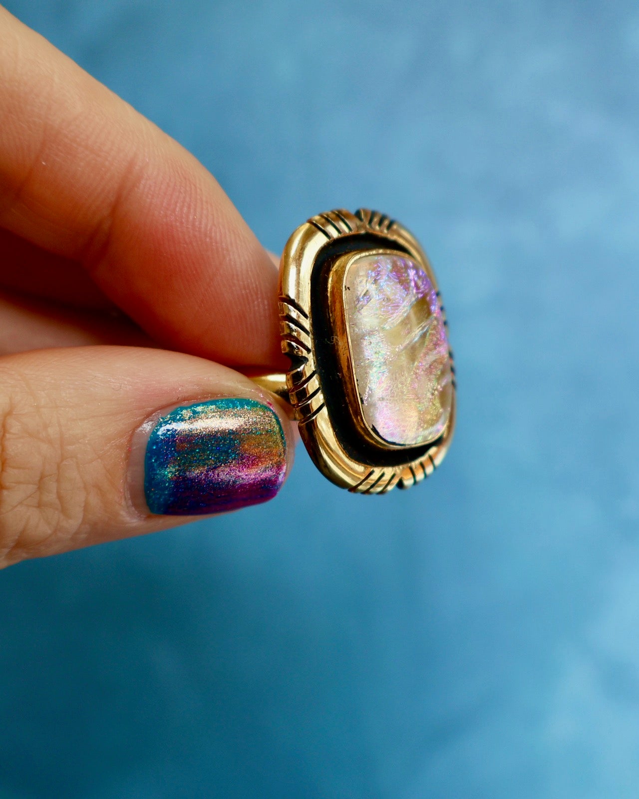 "Nebula" Ring. Dichroic Glass and Gold Alchemia P3