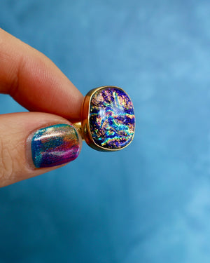 "Galaxy" Ring. Dichroic Glass and Gold Alchemia P4