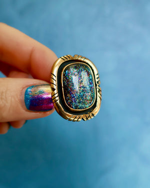 "Nebula" Ring. Dichroic Glass and Gold Alchemia P6